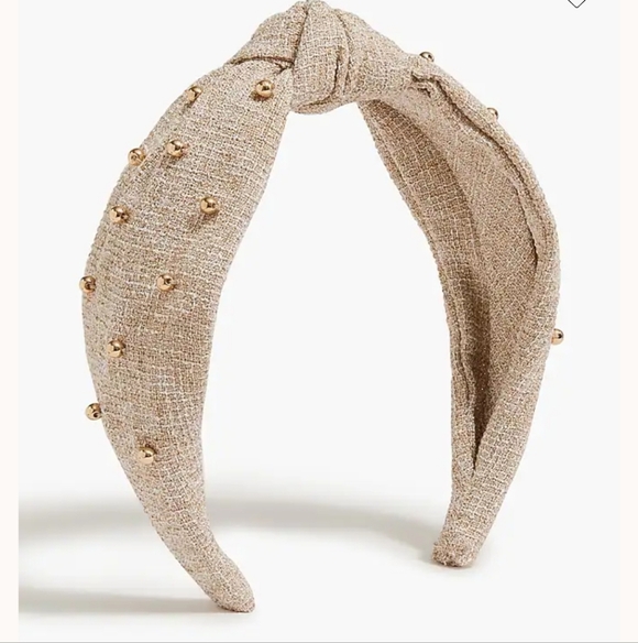New J. Crew Gold Beaded Knot Headband in Natural Nuetral Hair - Picture 1 of 4